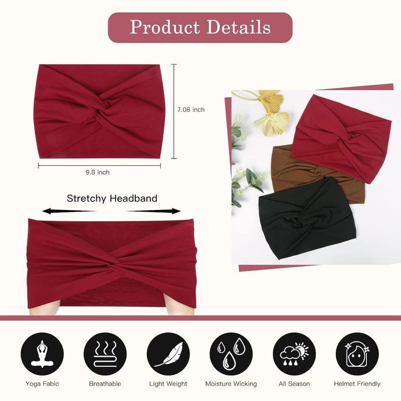CUBIDUPI 6-Pcs Bohemian Wide Headband – Yoga Sweatband for Women