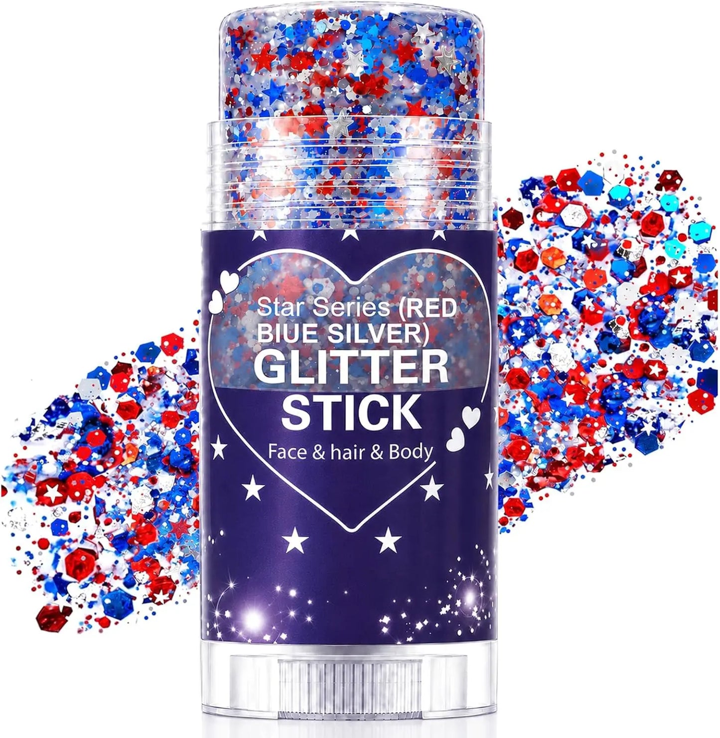 4th of July Patriotic America Flag Star Face Body Glitter