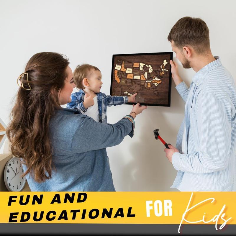 【DealsForYouDays】Map puzzle, family decor，wooden U.S. travel map puzzle, anniversary gift