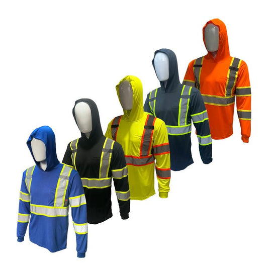 5 PACK SHIRT ST908 High Visibility Hoodie Long Sleeve Safety Shirt with hoodie Polyester Birdeye