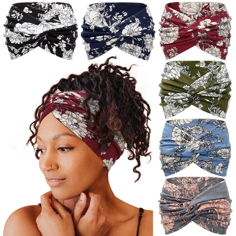 CUBIDUPI 6-Pcs Bohemian Wide Headband – Yoga Sweatband for Women